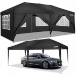 COBIZI 10' x 20' Pop Up Canopy Commercial Heavy Duty Tent Waterproof Outdoor Party Canopies with 6 Removable Sidewalls, Carrying Bag, 12 Stakes, 6 Ropes, Black