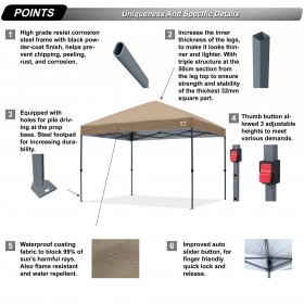 ABCCANOPY Durable Easy Pop Up Canopy Tent 12x12Ft,Khaki