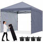 ABCCANOPY 10ft x 10ft Easy Pop up Outdoor Canopy Tent With 2 Side Walls, Gray