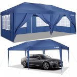 COBIZI 10' x 20' Pop Up Canopy Commercial Heavy Duty Tent Waterproof Outdoor Party Canopies with 6 Removable Sidewalls, Carrying Bag, 12 Stakes, 6 Ropes, Blue