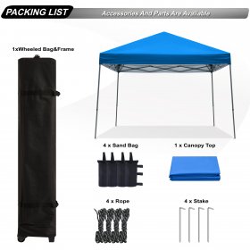 ABCCANOPY 10 ft x 10 ft Outdoor Pop Up Canopy Tent with Slant Leg, Blue