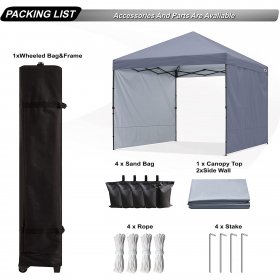 ABCCANOPY 10ft x 10ft Easy Pop up Outdoor Canopy Tent With 2 Side Walls, Gray