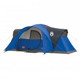 Coleman Montana Spacious 8 Person Cabin Camping Tent w/ Hinged Door, Blue