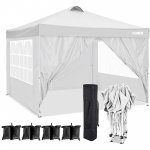 10' x 10' Outdoor Canopy Tent Ez Pop-up Party Canopy Tent with 4 Removable Sidewalls & 4 Sandbags & Carry Bag, for 10-15 People, White