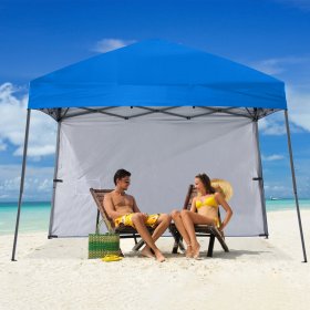 ABCCANOPY 10 ft x 10 ft Outdoor Pop up Slant Leg Canopy Tent with 1 Sun Wall and 1 Backpack BagBlue