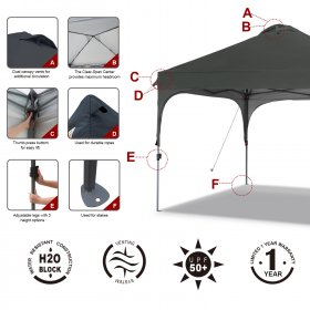 ABCCANOPY 10' x 10' Dark Gray Outdoor Pop up Canopy Tent Camping Sun Shelter-Series
