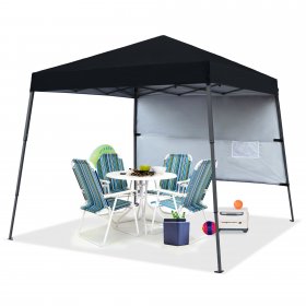 ABCCANOPY 10 ft x 10 ft Outdoor Pop up Slant Leg Canopy Tent with 1 Sun Wall and 1 Backpack BagBlack