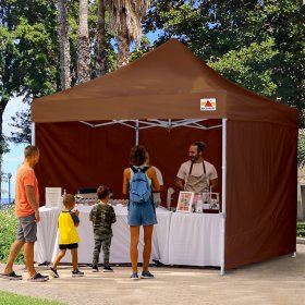 ABCCANOPY 10 ft x 10 ft Metal Pop-Up Commercial Canopy Tent with walls, Brown