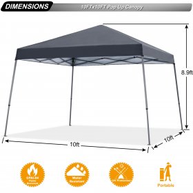 ABCCANOPY 10 ft x 10 ft Outdoor Pop Up Canopy Tent with Slant Leg, Gray