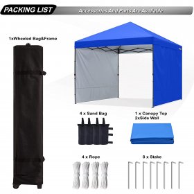 ABCCANOPY 10ft x 10ft Easy Pop up Outdoor Canopy Tent With 2 Side Walls, Blue