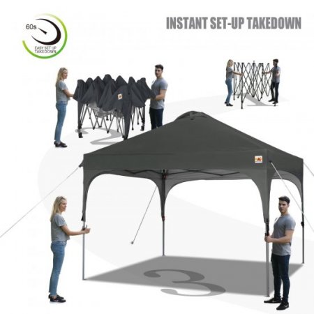 ABCCANOPY 10' x 10' Dark Gray Outdoor Pop up Canopy Tent Camping Sun Shelter-Series
