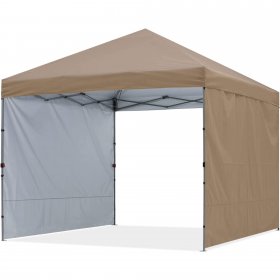 ABCCANOPY 10ft x 10ft Easy Pop up Outdoor Canopy Tent With 2 Side Walls, Khaki
