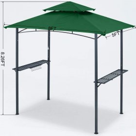 ABCCANOPY 8'x 5' Grill Gazebo Shelter, Double Tier Outdoor BBQ Gazebo Canopy with LED Light(Forest Green)