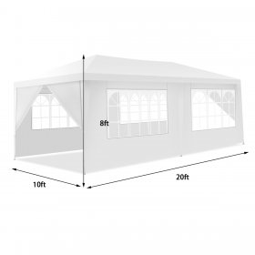 Costway 10'x20' Canopy Tent Heavy Duty Wedding Party Tent 6 Side