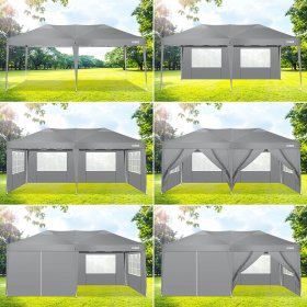 10' x 20' EZ Pop Up Canopy Tent Party Tent Outdoor Event Instant Tent Gazebo with 6 Removable Sidewalls and Carry Bag, Gray