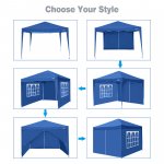 10x10 FT Pop Up Canopy Tent Anti-UV Waterproof Outdoor Instant Party Wedding Backyard Canopy Tent Shade Shelter for Beach Party Commercial Booth Gazebo, Blue