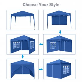 10x10 FT Pop Up Canopy Tent Anti-UV Waterproof Outdoor Instant Party Wedding Backyard Canopy Tent Shade Shelter for Beach Party Commercial Booth Gazebo, Blue