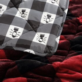 Coleman Indoor/Outdoor Flannel 84"x96" Red Black Buffalo Plaid Machine Washable Throw Blanket