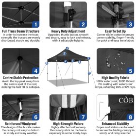 10 x 10ft Pop Up Canopy Tent Instant Outdoor Party Heavy Duty Canopy Straight Leg Commercial Gazebo Tent Shelter with 4 Removable Sidewalls, 4 Sand Bags, Roller Bag, Black