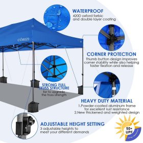 10'x30' Canopy Heavy Duty Pop Up Canopy Tent Outdoor Gazebo Shelter Portable Instant Commercial Tent with 8 Removable Sidewalls&3 Heigh Adjustable&Roller Bag,Blue