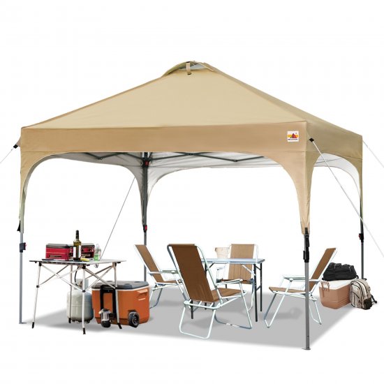 ABCCANOPY 10\' x 10\' Beige Outdoor Pop up Canopy Tent Camping Sun Shelter-Series