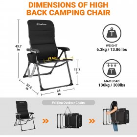 KingCamp Reclining Camping Folding Chair, Padded Lumbar Support