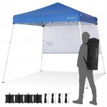COBIZI 7.2x7.2ft Base/6x6ft Top Canopy Tent, Pop Up Beach Tent Waterproof UPF 50+ Block Sun Shade Shelter with 1 Removable Sidewall,4 Ropes & 8 Stakes & 4 SandBags,Blue
