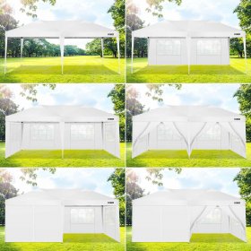 10' x 20' EZ Pop Up Canopy Tent Party Tent Outdoor Event Instant Tent Gazebo with 6 Removable Sidewalls and Carry Bag, White