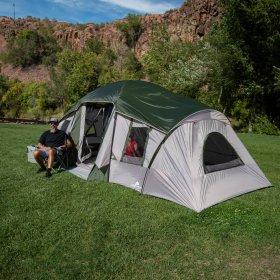 Ozark Trail 10-Person 3-Room Vacation Tent, with Shade Awning