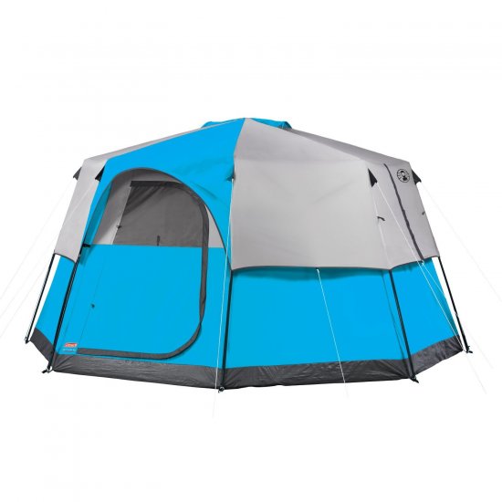 Coleman 8-Person 13\' x 13\' Octagon Instant Camping Tent, 1 Room, Blue