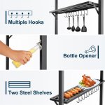 COBIZI 8x5ft Grill Gazebo, Portable Double-Tier Outdoor BBQ Gazebo Canopy Tent with 2-Tied Grill,12 Hooks,Extra Bottle Opener and 4 Free LED Lights for Patio Party Backyard Barbecue(Brown)