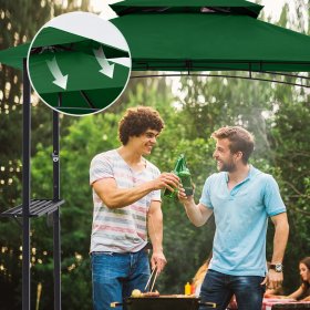 ABCCANOPY 8'x 5' Grill Gazebo Shelter, Double Tier Outdoor BBQ Gazebo Canopy with LED Light(Forest Green)