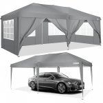 COBIZI 10' x 20' Pop Up Canopy Tent Instant Outdoor Canopy Straight Leg Shelter Adjustable Height Waterproof Gazebo with 6 Removable Sidewalls & Carrying Bag for Party Wedding Picnics Camping, Gray