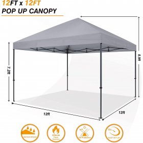 ABCCANOPY Durable Easy Pop Up Canopy Tent 12x12Ft,Gray