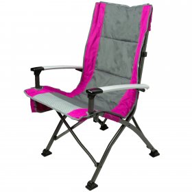 Ozark Trail High Back Camping Chair, Pink with Cupholder, Pocket