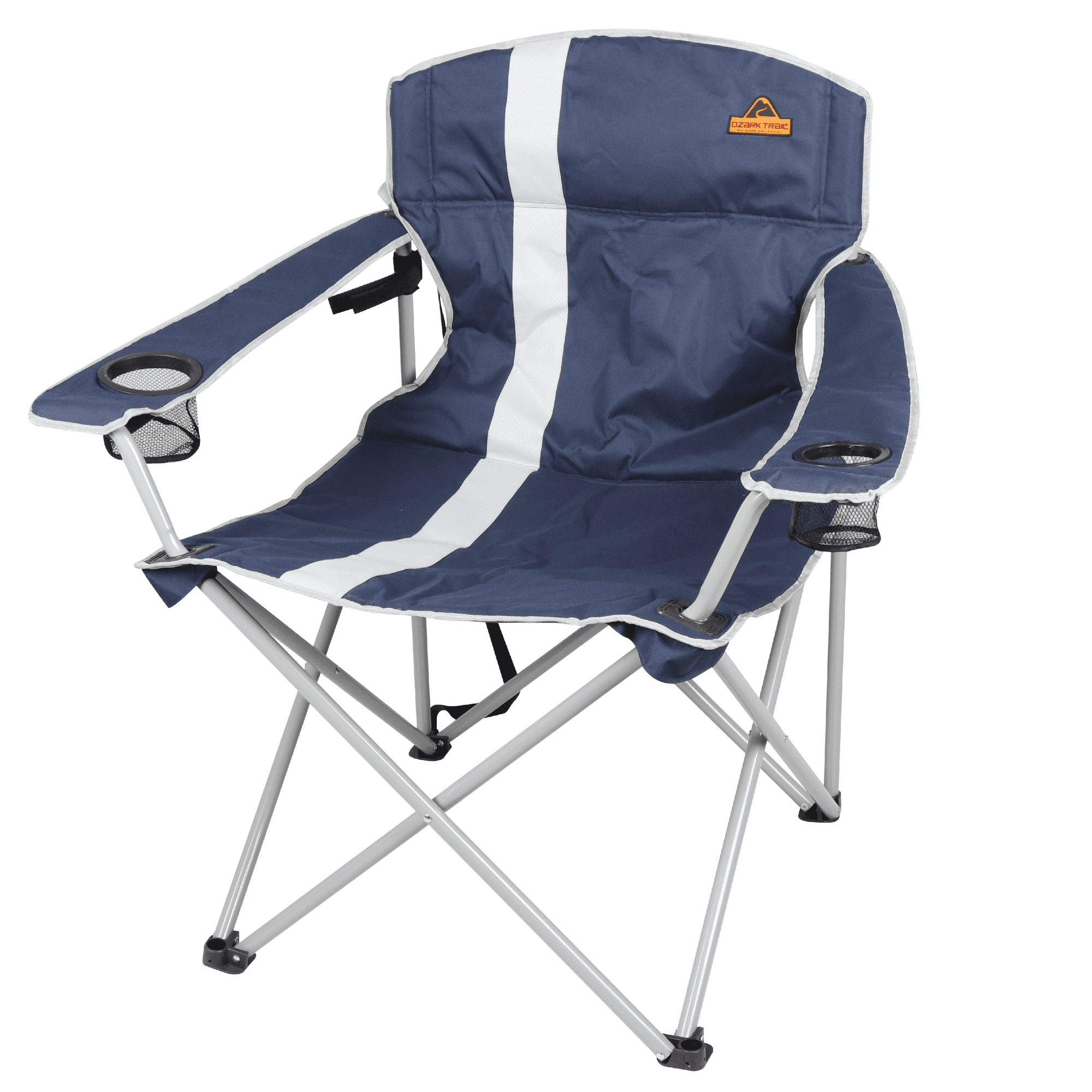 Ozark Trail Big and Tall Chair with Cup Holders, Blue for Outdoo