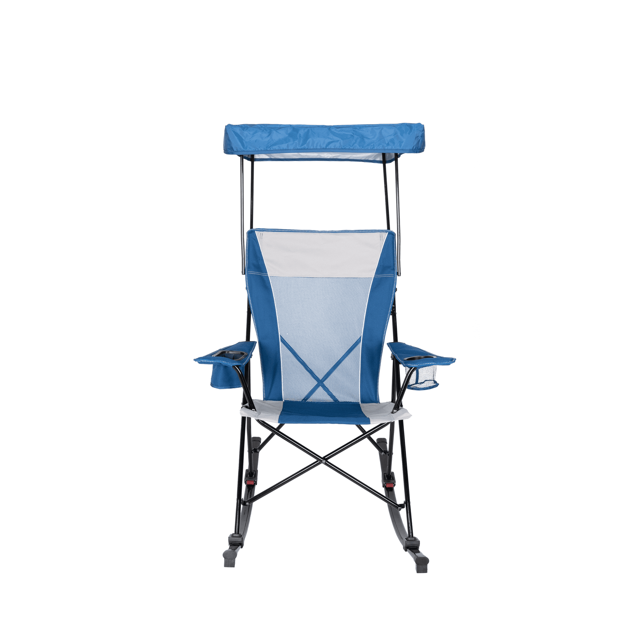 Ozark Trail Tension Rocking Chair with Canopy, Blue and Grey
