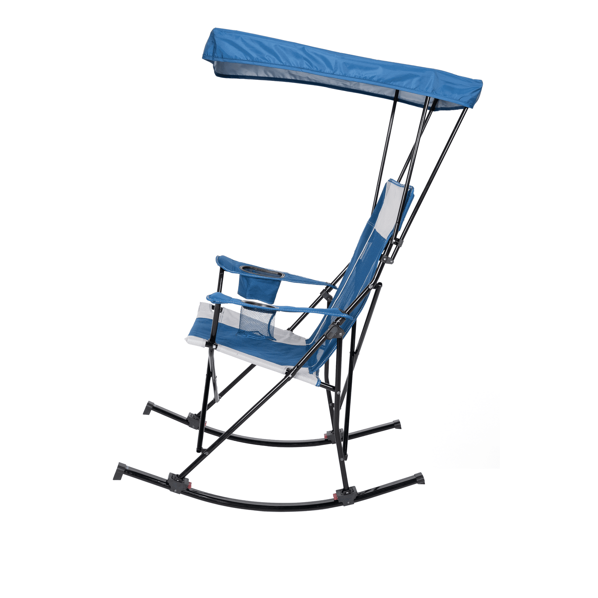Ozark Trail Tension Rocking Chair with Canopy, Blue and Grey